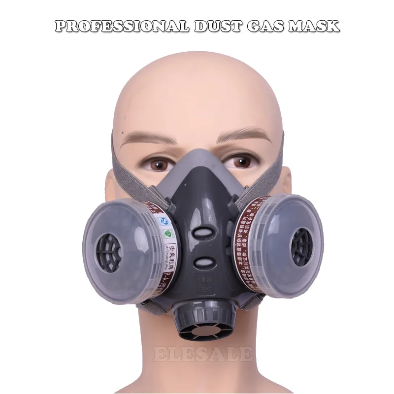 Half Face Dust Gas Chemical Respirator Dual Filters Work Safety