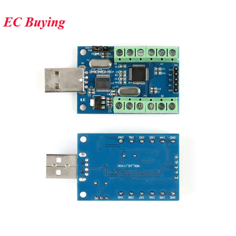 USB 10-канальный 12Bit модуль АЦП AD Модуль сбора данных образец рекламы сбора данных STM32 UART один Порты и разъёмы Вход STM32F103C8T6