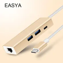 EASYA 4 In 1 USB Type-C Hub To Ethernet RJ45 Adapter 1000Mbps Thunderbolt USB-C Hub 3.0 PD Dock Dongle For Macbook Pro