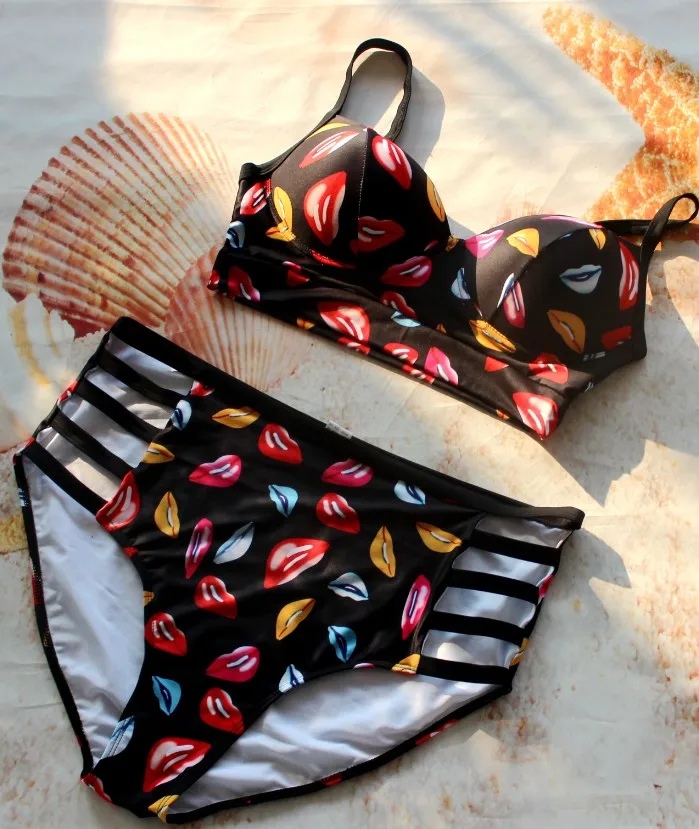 

Plus Size 3XL/4XL/5XL Women Bikini Set High Waist Push Up Big Size Swimsuit Swimwear Large Size Women Bikinis Sets Swimwear