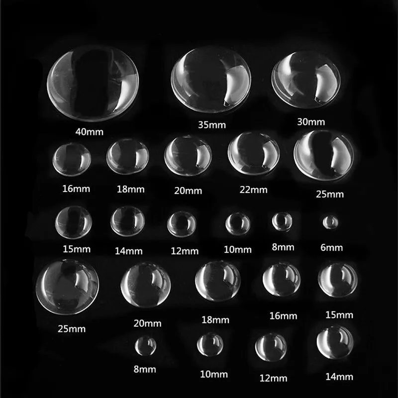 

6/8/10/12/14/16/18/20/25/30/50/60mm Round Flat Back Transparent Clear Glass Cabochon Cameo for Charm pendant DIY Jewelry Making