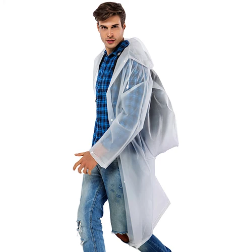 Унисекс дамы мужчины водонепроницаемый пластик толстый длинный рюкзак дождевик куртка плащ от дождя Пешие прогулки с капюшоном школьный плащи - Цвет: White
