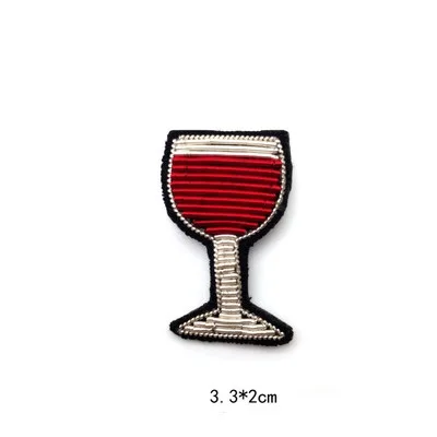 DIY Высококачественная 3D эмблемы с вышивкой столовая посуда для бара/еды/напитков/повязки аппликация для пальто брюки брошь в виде мешочка - Цвет: Red wine glass