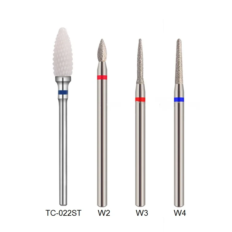 Набор керамических сверл для ногтей RIKONKA 3/32 '', фрезы для маникюра, алмазные электрические инструменты для маникюра и дизайна ногтей