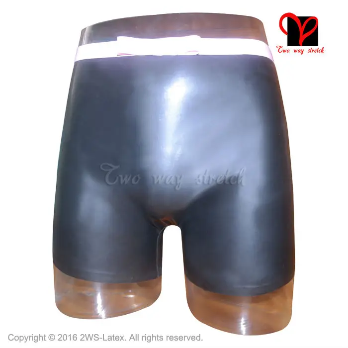 

Latex Briefs with bow stripe Rubber trunks Underwear Gummi panties Boxer shorts Boyshort Hot pants bermuda KZ-039 XXXL