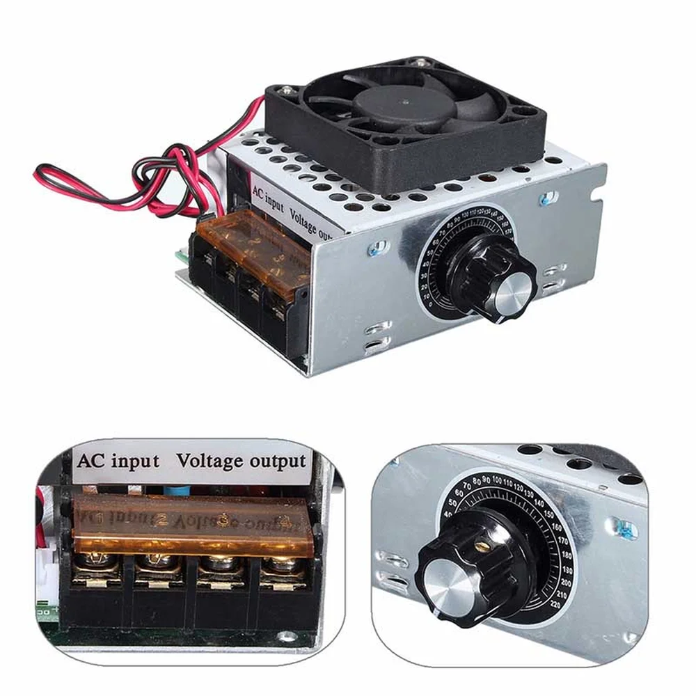 

1pc AC 220v 4000W SCR voltage Modulator Electric Fan Adjustable Motor Speed Controller Regulator For Water Heater Lamps Mayitr