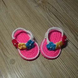 Qyflyxue; Бесплатная доставка; Детские хлопковые обувь для девочек, вязание крючком детская обувь, Новорожденный ребенок тапочки, детская