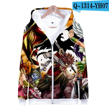 

Casual Hip hop Men's 3D Sweatshirt Hoody Fairy Tail Zipper Hoodies Women Fairy Tail Boy/Girl Autumn Winter Polluver With Cap Top