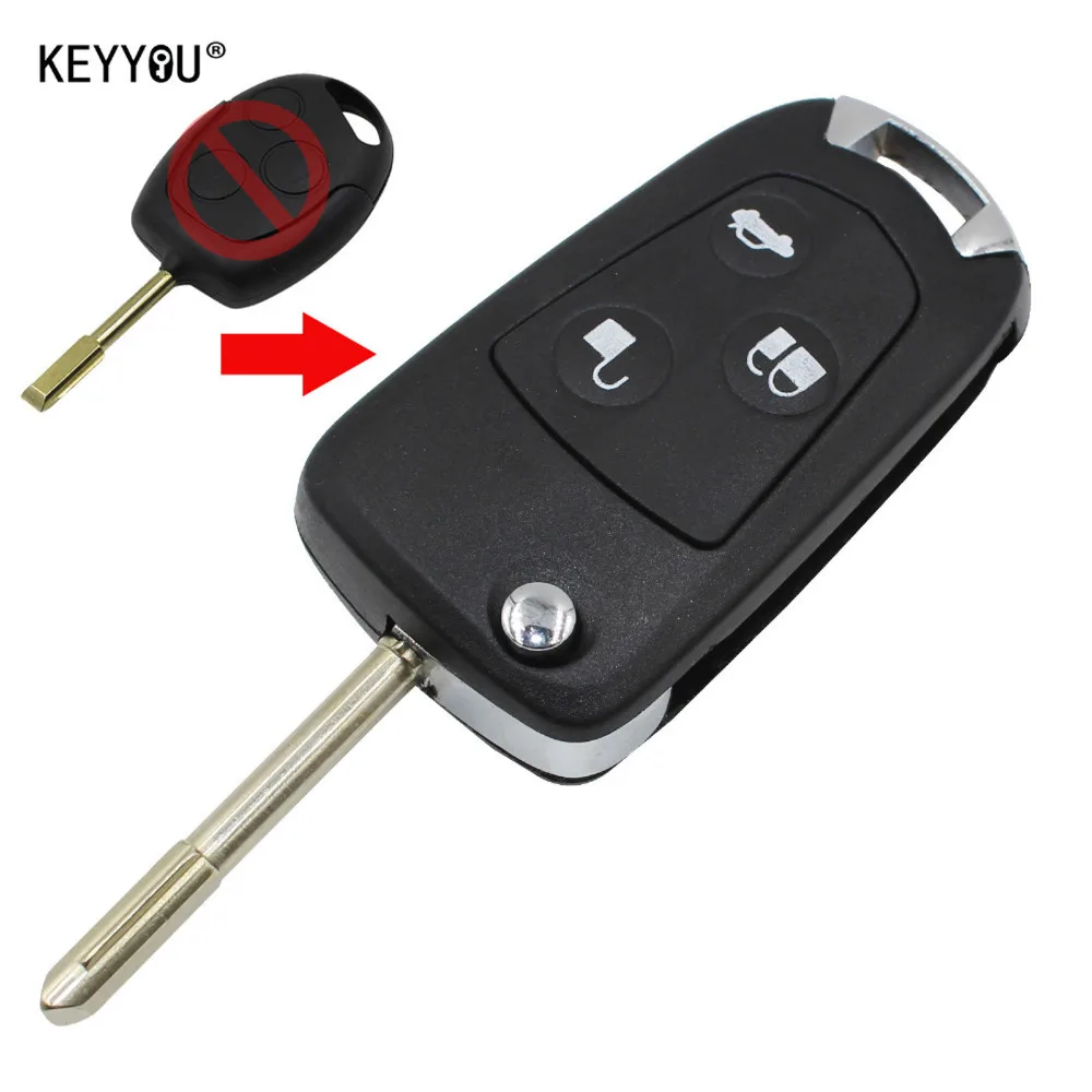 

KEYYOU with LOGO New 3 Buttons Remote Folding Key Flip Shell Case Uncut Blank For Ford Focus Mondeo Fiesta