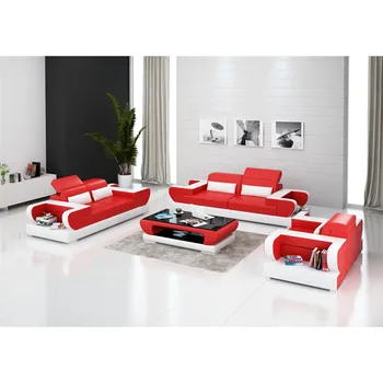 

New arrival full leather sofa set with chaise design