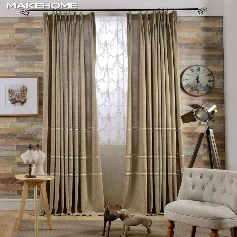 Perfect for the living room dining room or bedroom these versatile. rustic brown modern curtain for living room bedroom faux linen curtains fabrics kitchen window curtains drapes