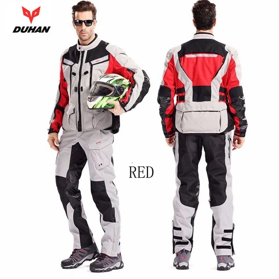 1 комплект, Мужская мотоциклетная куртка, водонепроницаемая куртка для мотокросса, для гонок по бездорожью, костюмы с 9 накладками - Цвет: red