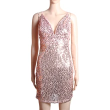 Womens Sexy Elegant Spaghetti Strap V Neck Business Party Club Clubwear Sleeveless Stretch Sheath Pencil Fitted Sequins Dress