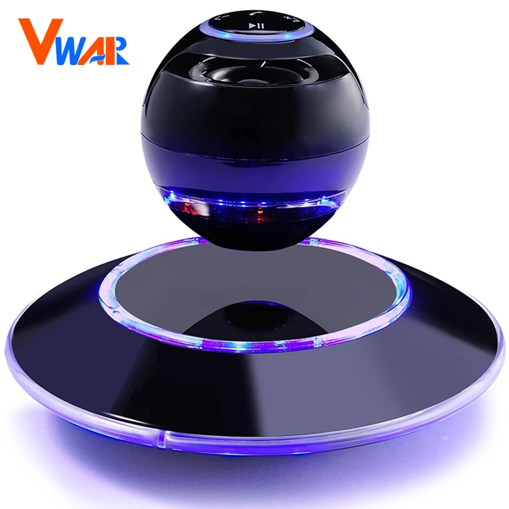 Vwar Portable Wireless Floating Orb Bluetooth Wireless Stereo Rotating 360 Degree Speakers Magnetic Levitation Stereo Sound