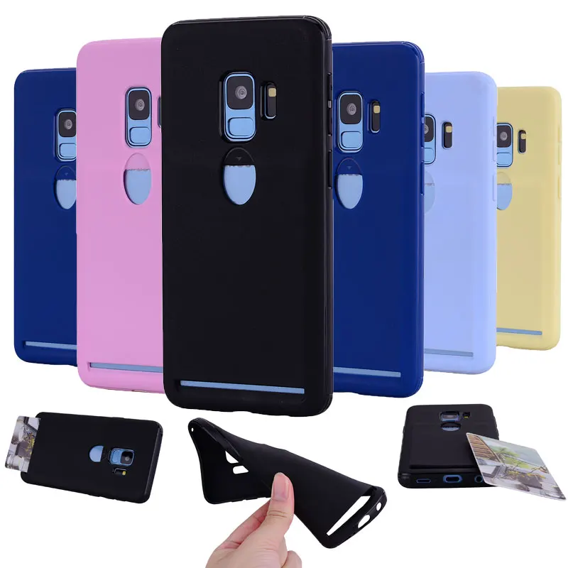

Candy Color +Card Holder Case For Samsung Galaxy A5 A8 J5 2017 2018 S7 Edge S9 Plus Note 5 8 9 Macaron Soft TPU Protection Cover