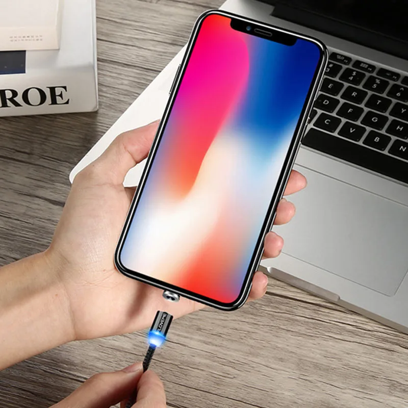 FLOVEM 2 м 2 а Короткие Usb кабели для зарядки Micro usb type C USB-C кабель магнитное зарядное устройство Круглый штекер дизайн светодиодный магнитный кабель для зарядки