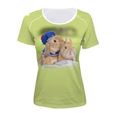 Милая женская футболка с 3D принтом кролика стильная футболка с короткими рукавами для девочек Летняя футболка с круглым вырезом для фитнеса