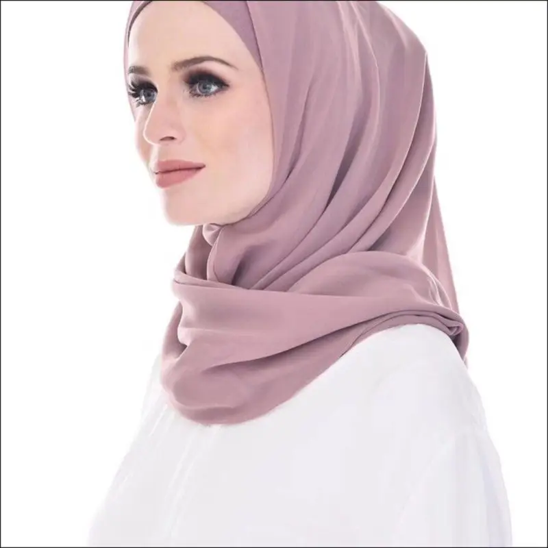 

100x100CM Women Unisex Lightweight Voile Muslim Hijab Solid Color Square Scarf Shawl Islamic Turban Head Covering Wrap Random De