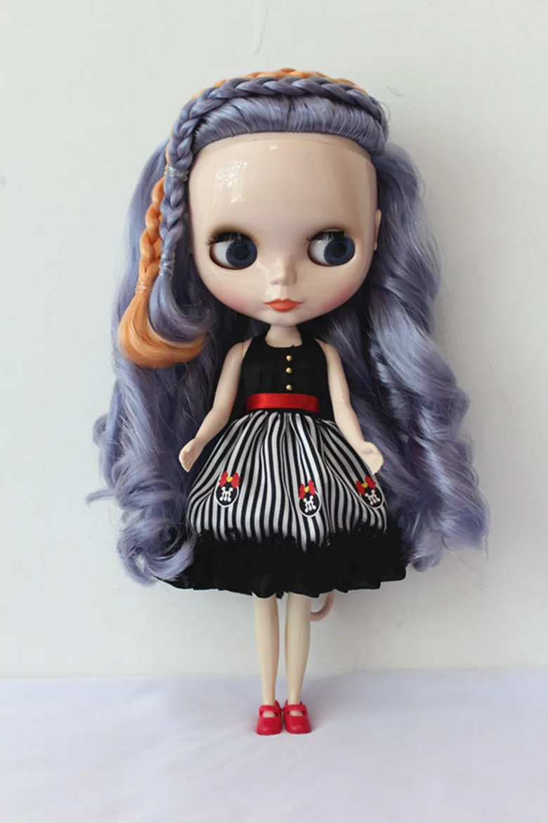 

Blygirl Blyth doll Purple wave curls 30cm ordinary body with 7 joints of ordinary color of the skin