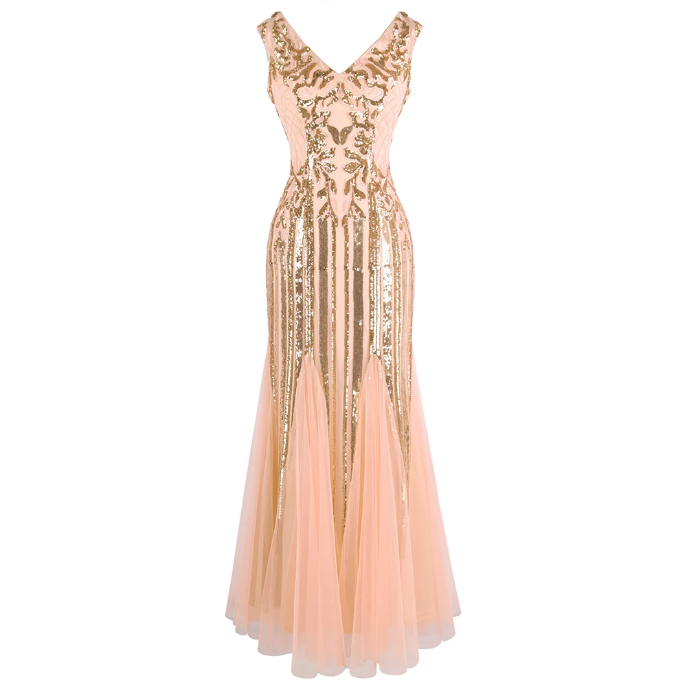 Angel Fashion женское роскошное вечернее платье с v образным вырезом и блестками