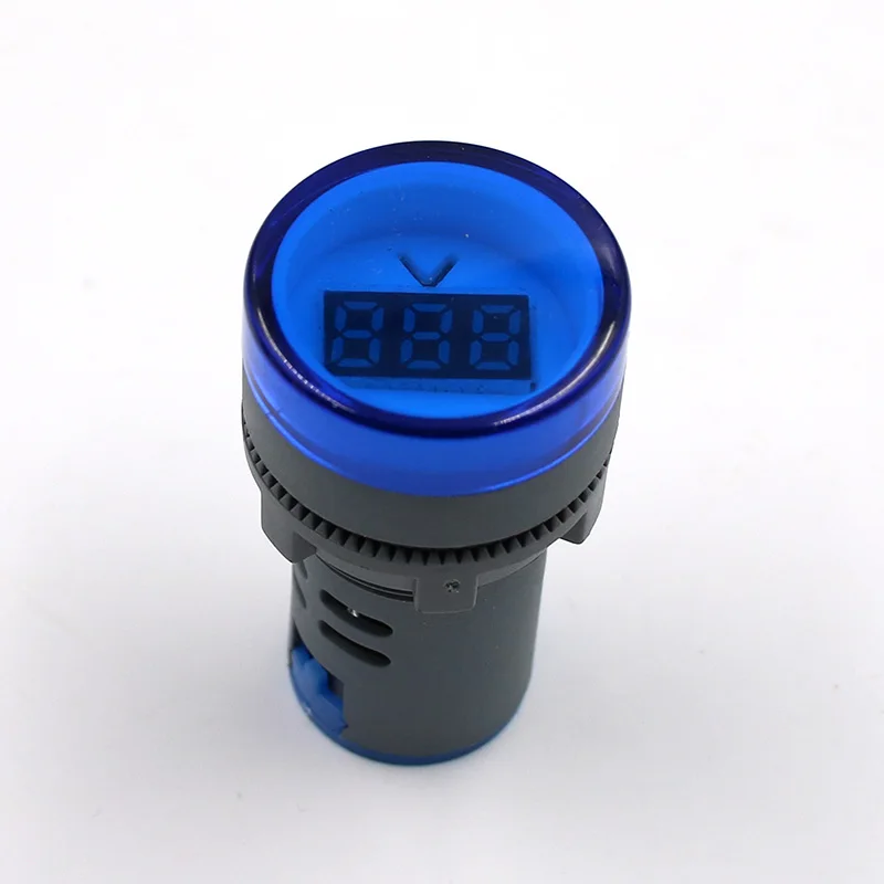 22 мм цифровой светодиодный вольтметр переменного тока Амперметр 60-500V 0-100A Напряжение сила тока в амперах метр тестер индикаторная лампа пилот - Цвет: Blue Voltmeter