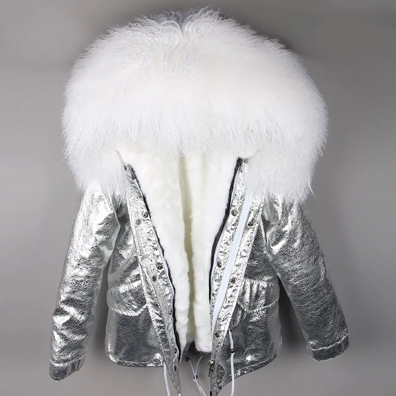 Новая женская зимняя парка Овечий мех Парки натуральный мех пальто Одежда для улицы