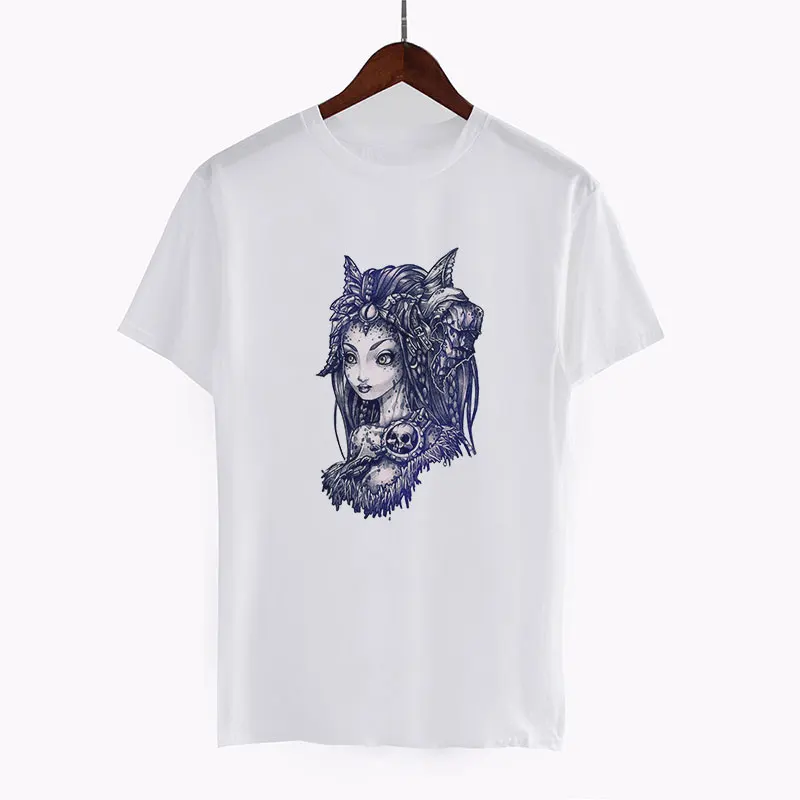 Модная женская футболка в стиле панк с татуировкой, Забавные футболки с принтами принцесс, женская летняя Модная белая крутая футболка с коротким рукавом, топы - Цвет: 1597