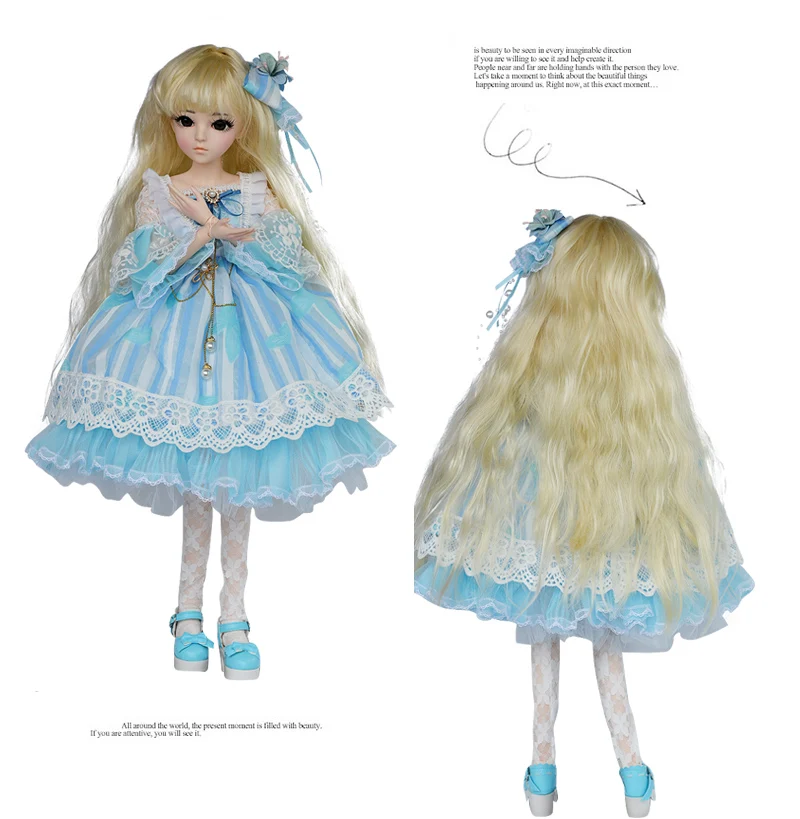 UCanaan 1/3 BJD полный комплект одежды 18 шаровых шарниров куклы для девочек платье принцессы парик обувь макияж силиконовые куклы Reborn Детские игрушки