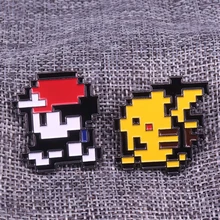 Ash Ketchum& Pikachu эмалированная булавка пиксель 8 бит значок Классическая Покемон игровая брошь lets's go игра подарок для мальчика