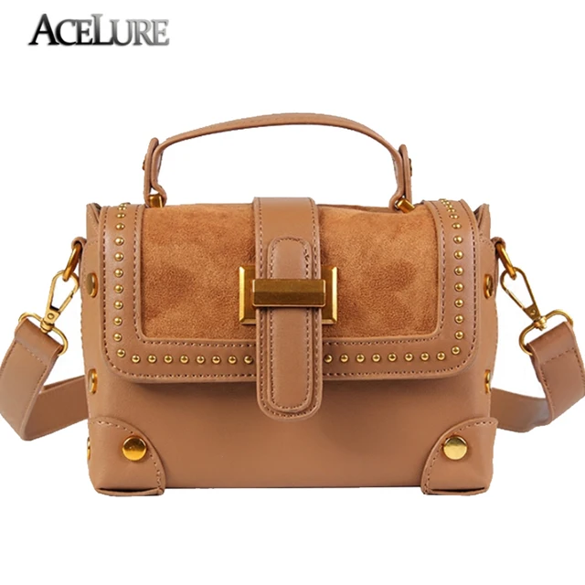 Acelure Women Scrub Leather Handbags Rivet Good Quality Female Tote Acelure Women Scrub Leather Handbags Rivet Good Quality Female Tote Shoulder Bags Messenger Classic Crossbody