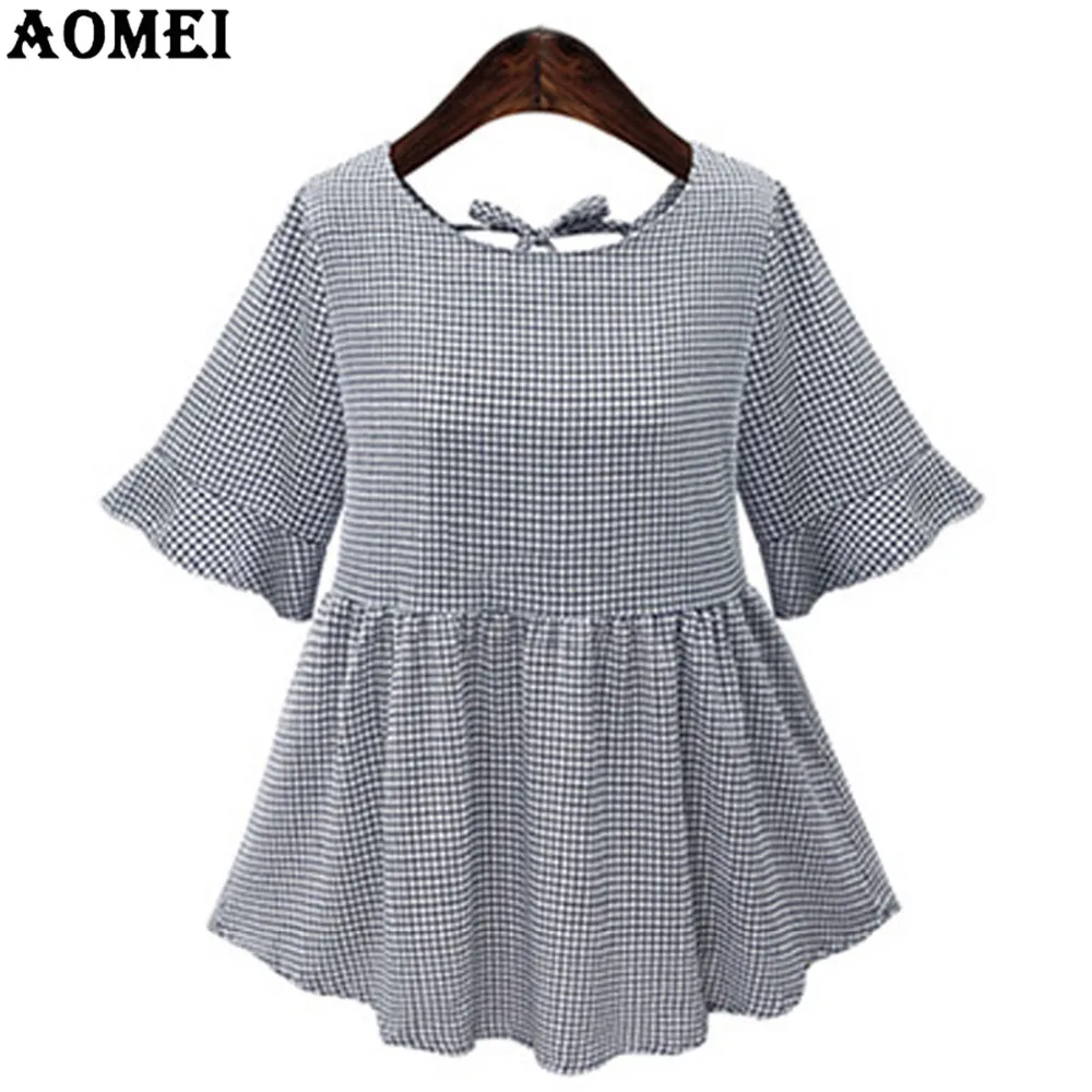 Aliexpress.com : Buy Summer Plaid Blouses Women Gray Color