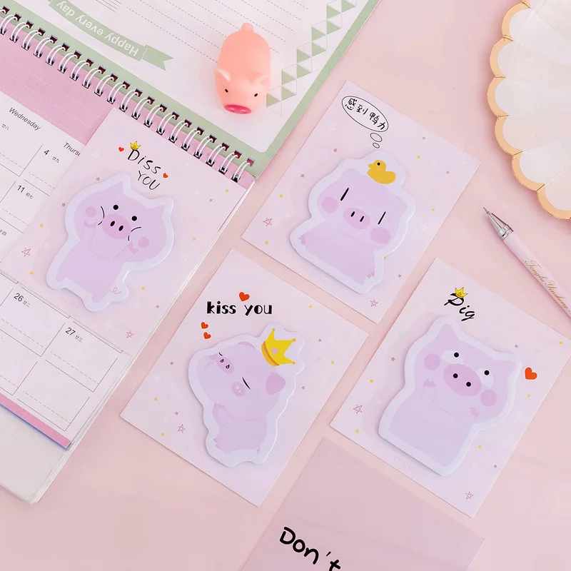 

Cute Pink pig Memo Pad Kawaii Sticky Notes Stationery Sticker index Posted It Planner Stickers Notepads Office School Supplies