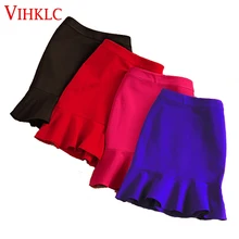 VIHKLC новая одноцветная юбка для колледжа женская Повседневная хлопковая модная юбка с завышенной талией с русалочкой милая маленькая модная юбка T414