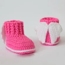 Вязаная крючком детская обувь, детская обувь, сапоги, Новорожденные, крылья, обувь с крыльями, ангел, белый, розовый Обувь Детский подарок для душа 9 см, 11 см
