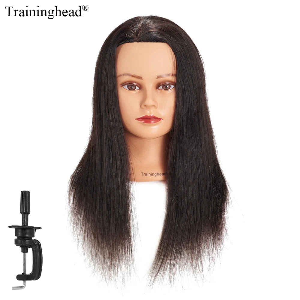 

Traininghead 20"-22"Mannequin Head 100% Human Hair Hairdresser Training Head Manikin Cosmetology Doll Head(Clamp Stand Included)