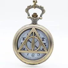 Бронзовый Гарри Поттер и Deathly Hallows полые кварцевые карманные часы аналоговый кулон ожерелье Мужские Женские часы подарок