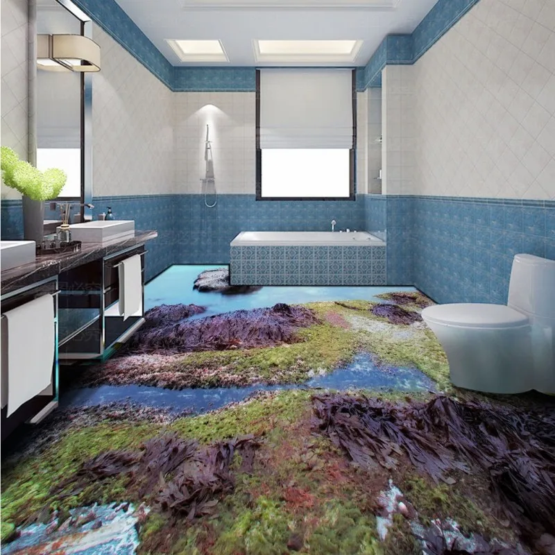 

Free Shipping custom HD stone water 3D living room floor decoration painting square corridor flooring mural wallpaper