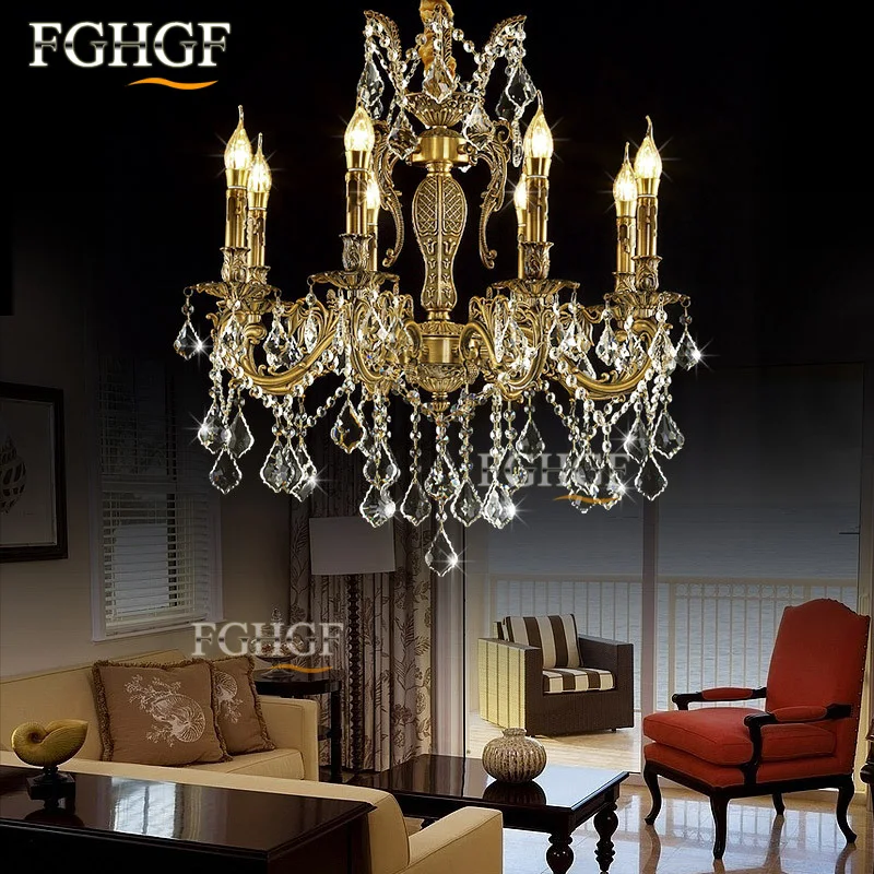 Large Crystal Chandelier Light Luxury Chandeliers Lamp Bronze Color Lighting Lustre E14 E12 Lamp for living room Bedroom Hotel (2)
