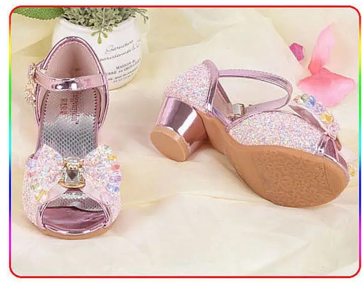 Дети принцесса Сандалии для девочек Дети Обувь для девочек Свадебные Туфли модельные туфли на высоком каблуке обувь для вечеринок для