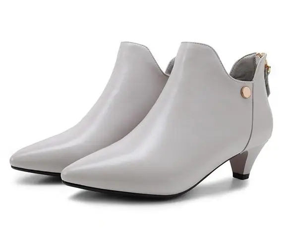 2016 Новые Зимней Моды Сапоги Полное Зерно Кожа Мед Тонкие Каблуки Заклепки Botas Mujer