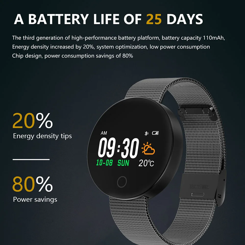 

Smart Bracelet Waterproof Fitness Band Heart Rate Blood Pressure Tracker Watch Pedometer Pulsera Inteligente Tonometer