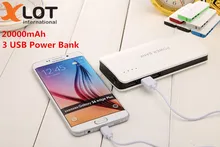 Xlot 3 USB Power bank For SAMSUNG powerbank 20000mah backup Power Bank 18650 external battery For xiaomi iPhone Backup power
