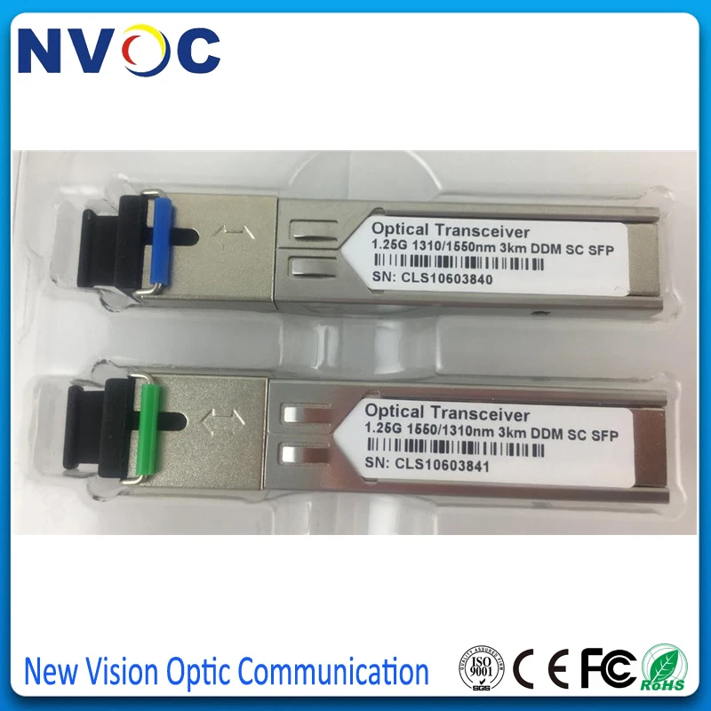 2 шт./лот совместимый модуль 1310/1550nm BIDI SFP 1 25G WDM 3 км SC/LC разъем с DDM|Детали устройств