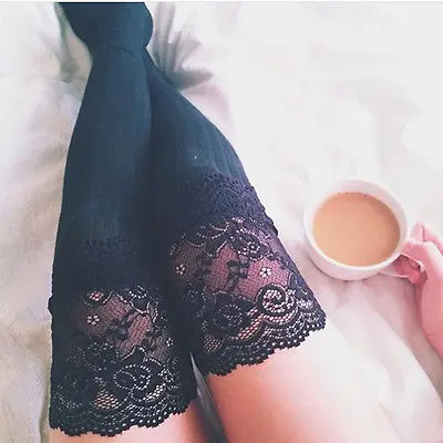 

Sexy Women Girl Lady Autumn Winter Sheer Lace Top Thigh High Over the Knee Socks Polyester Lingerie Tights Long Stockings
