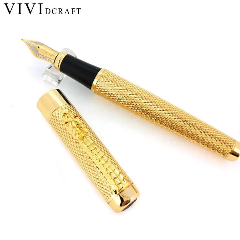 

Vividcraft Balpen Luxe Noblest Jinhao Emboss Dragon Clip Ballpoint Pen Complete Golden Pen Office Accessories For Students Gift
