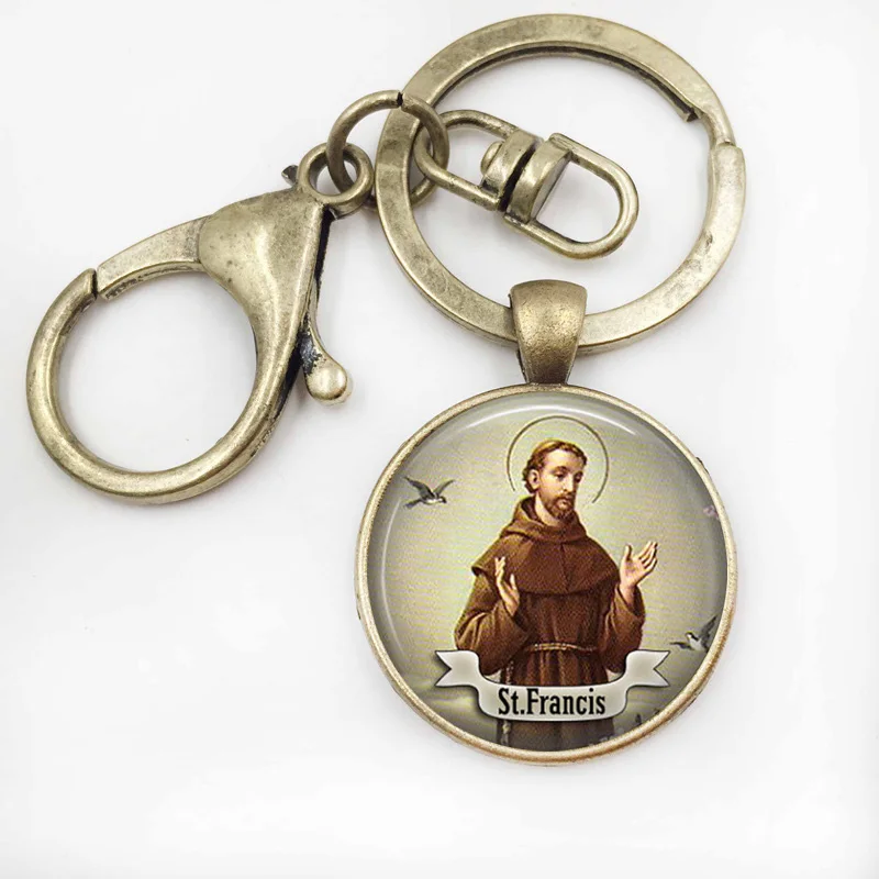 Necklace for Men 1pcs//lot St Francis Logo Necklace Pendant Saint Charm Art Handmade Round Vintage Bronze Necklace Women Jewelry Men Gift