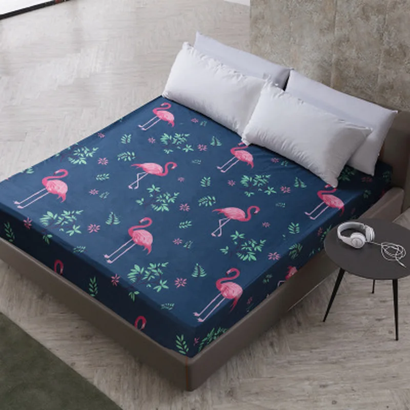 

European Style Flamingo Dust Mattress Cover for Adults Retro Rose Flower Breathable Soft Mattress Set for Bedroom Decoration