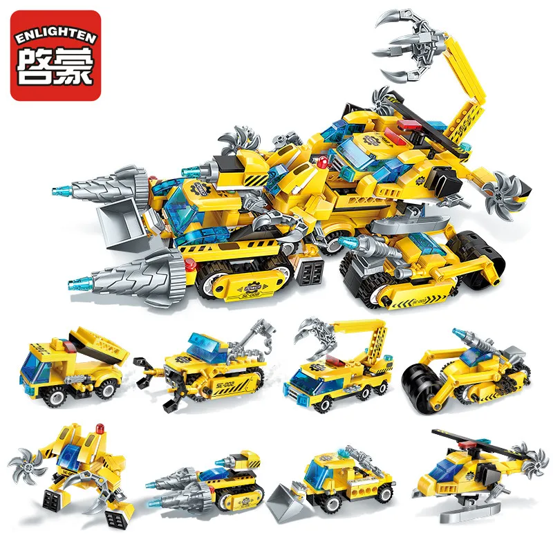 

Enlighten 619pcs 8 IN 1 City Engineering Building Blocks Sets Educational Toys for Children Chariot Bricks Compatible Legoings