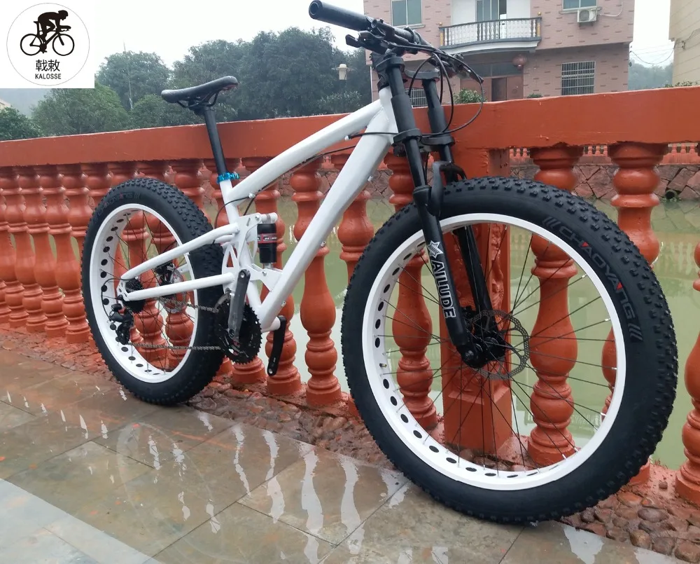 Cheap Kalosse   30speed  Full suspension   Microshift   Fat bike  26*4.0 inch snow bike   fat bicycle mountain bike 18