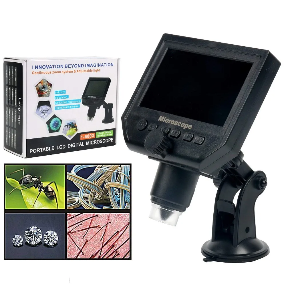 

G600 600X HD 3.6MP 8 LEDs Portable LCD Digital Microscope 4.3" Electronic HD Video Microscopes Endoscope Magnifier Camera